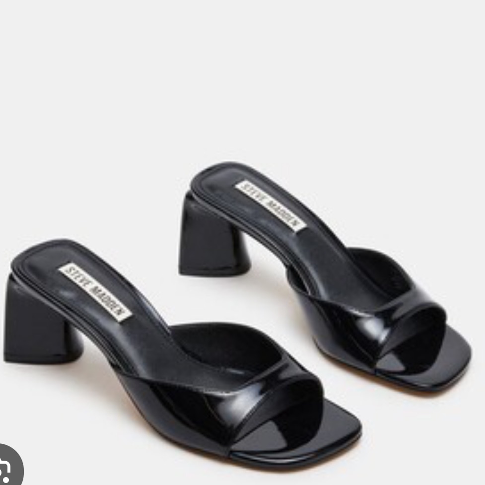 Steve Madden Glossy Black Heeled Mules